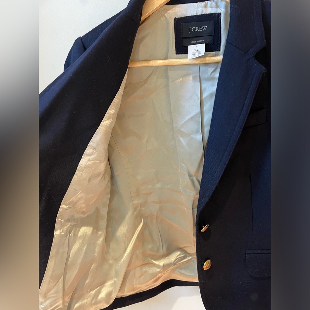 J CREW Schoolboy Blazer Jacket Wool Blend Preppy Academia Blue‎ 0 - Picture 3 of 8